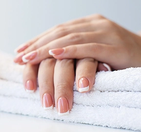 Close up beautiful manicure pink