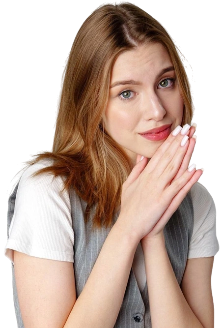 Joyful young blonde woman smiling
